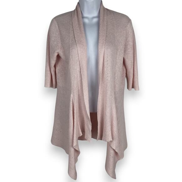 Eileen Fisher Linen Blend Waterfall Open Front Cardigan - Picture 1 of 5